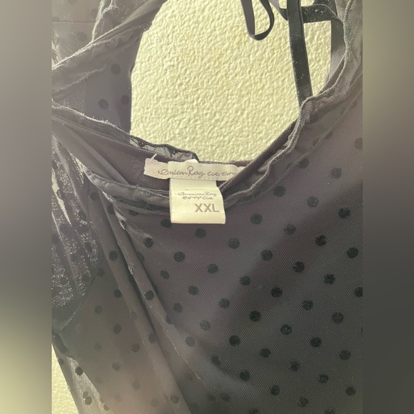 Black long sleeve polka dot mesh dress. - Picture 2 of 3